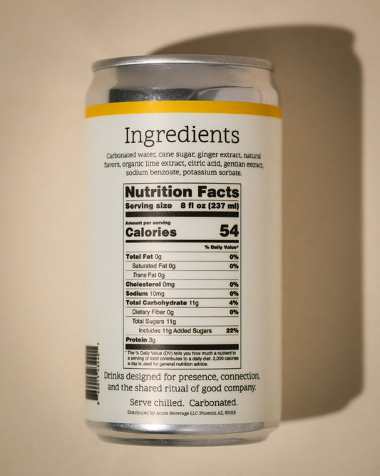 Can with ingredients and nutrition facts label on a beige background